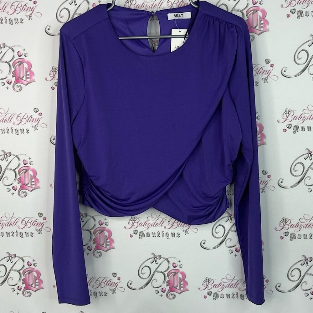 Suzy shier top brand new with tags royal Vibrant Purple Long Sleeve Blouse